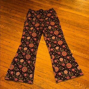 The Pyramid Collection Floral Bell-Bottom Pants - Pink and Green